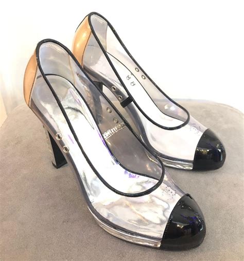 chanel clear heels|chanel women's high heel.